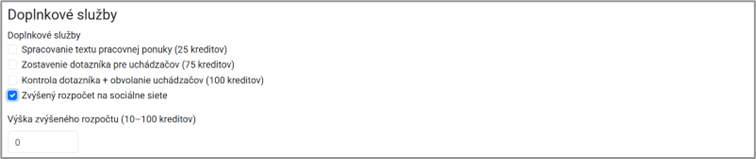 Výber doplnkových služieb